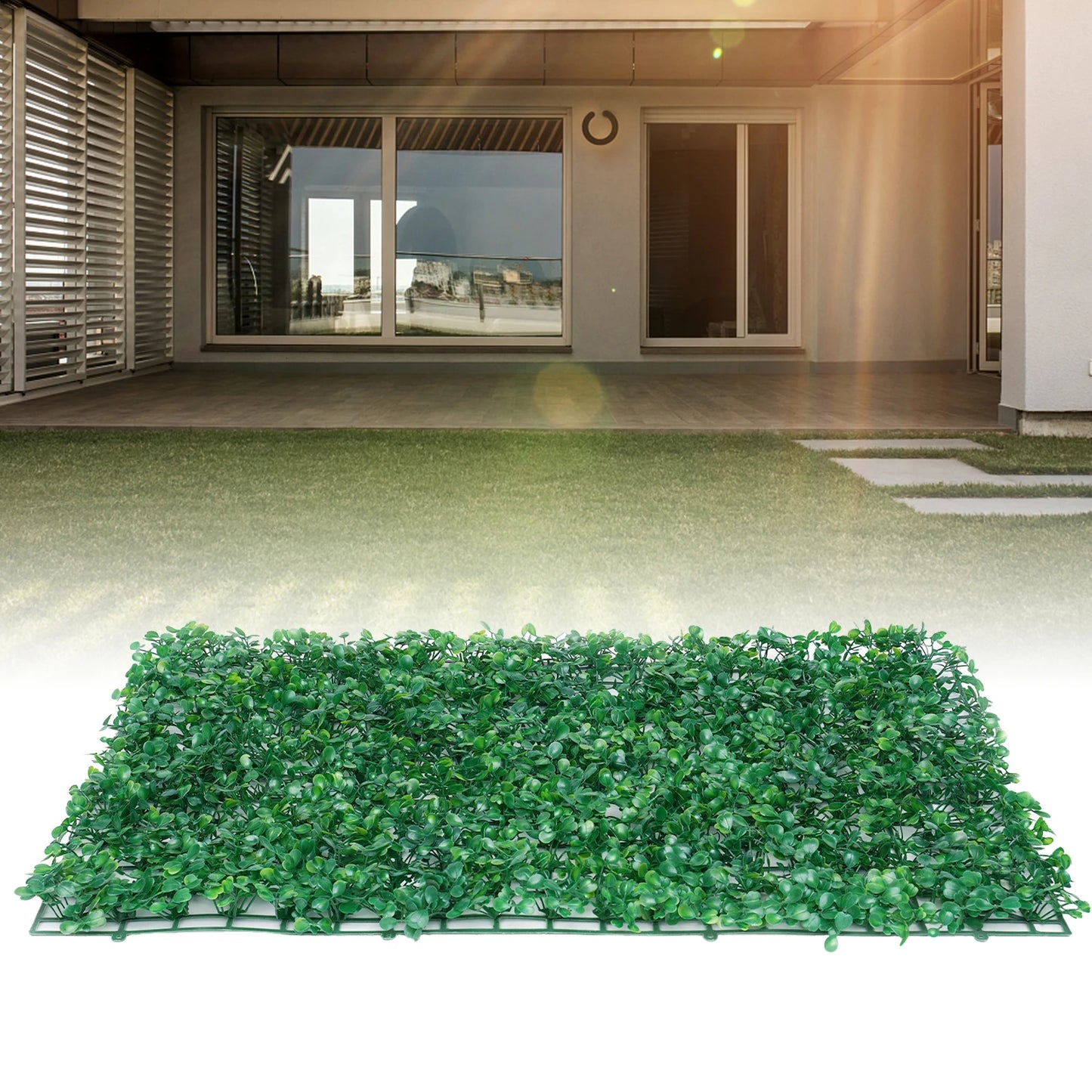 12PCS Luxury Artificial Grass Panels 60X40X4Cm PE Green Privacy Fence Wall for Outdoor Garden Patio Yard Decor Easy Install
