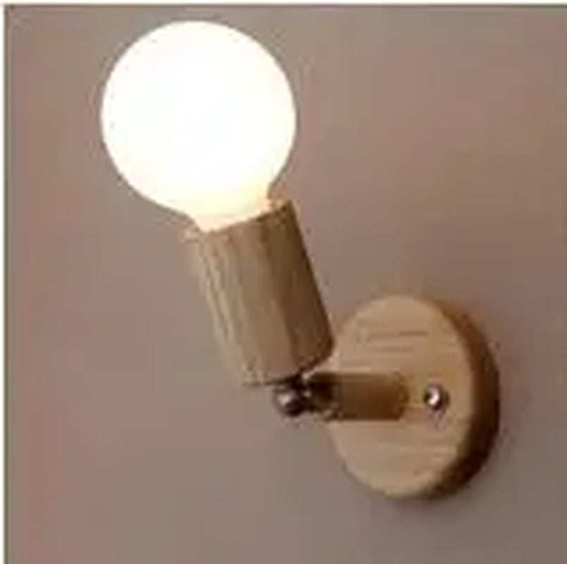 2Pcs Japanese Solid Wood Wall Lamps Modern Living Room Bedroom Bedside Aisle Lamps Bathroom E27 Rotatab Mirror Light