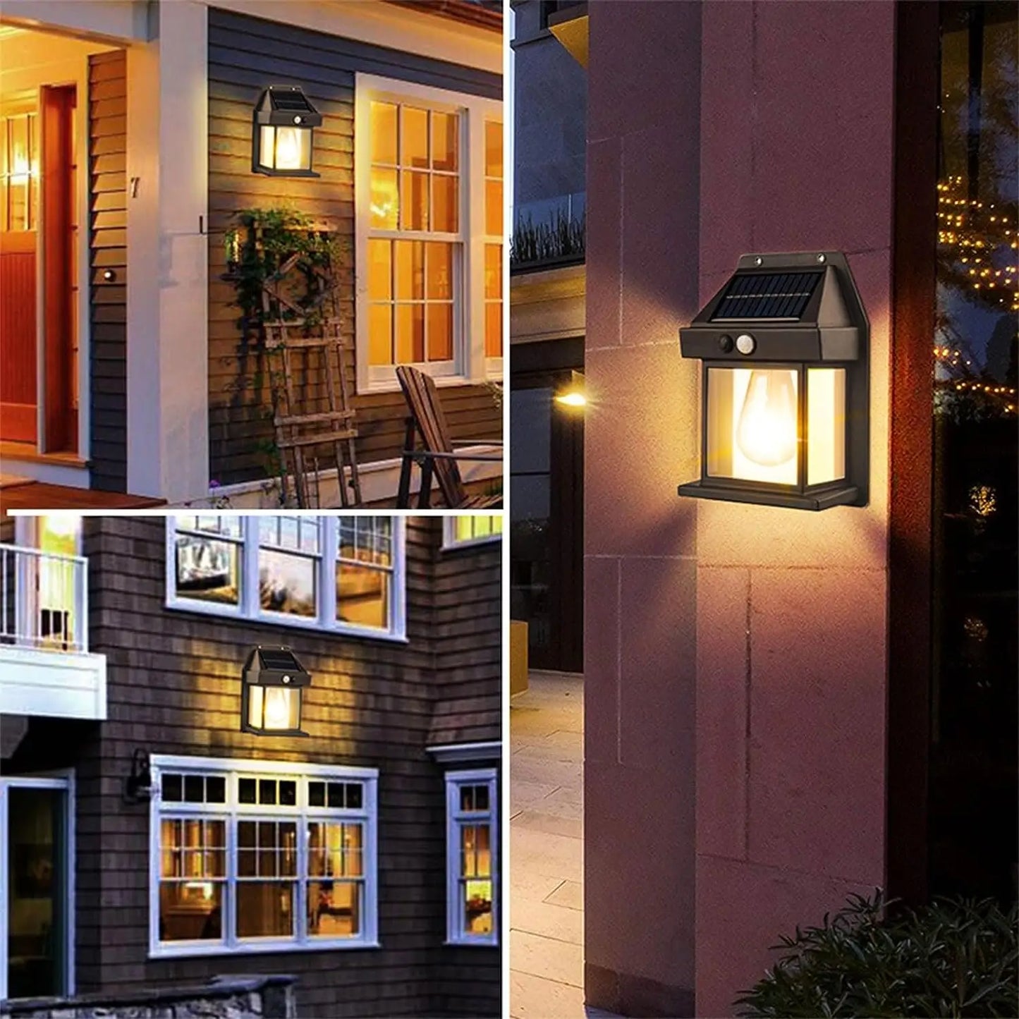 Solar Tungsten Wall Lights Outdoor Motion Sensor - 3 Modes IP65 Waterproof LED Barn Light, Auto Charging Solar Wall Sconce