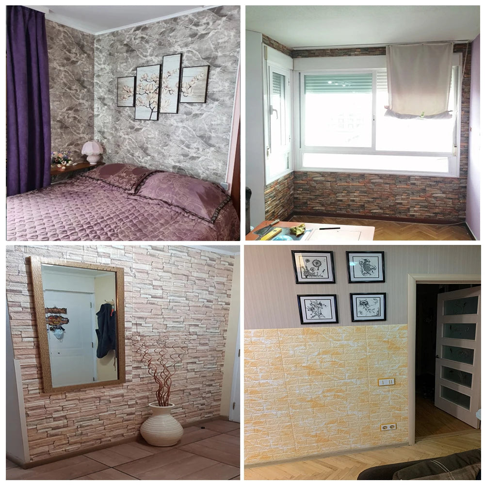 25Pcs 3D Wall Stickers Self Adhesive Wallpaper Panel Home Decor Living Room Bedroom Decoration Bathroom Kitchen House Sticker