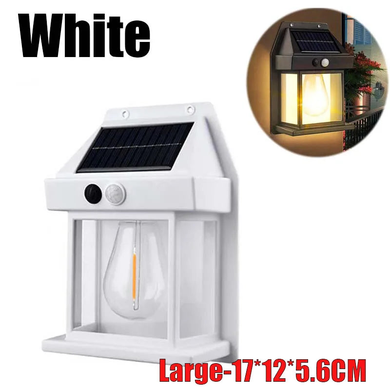 Solar Tungsten Wall Lights Outdoor Motion Sensor - 3 Modes IP65 Waterproof LED Barn Light, Auto Charging Solar Wall Sconce