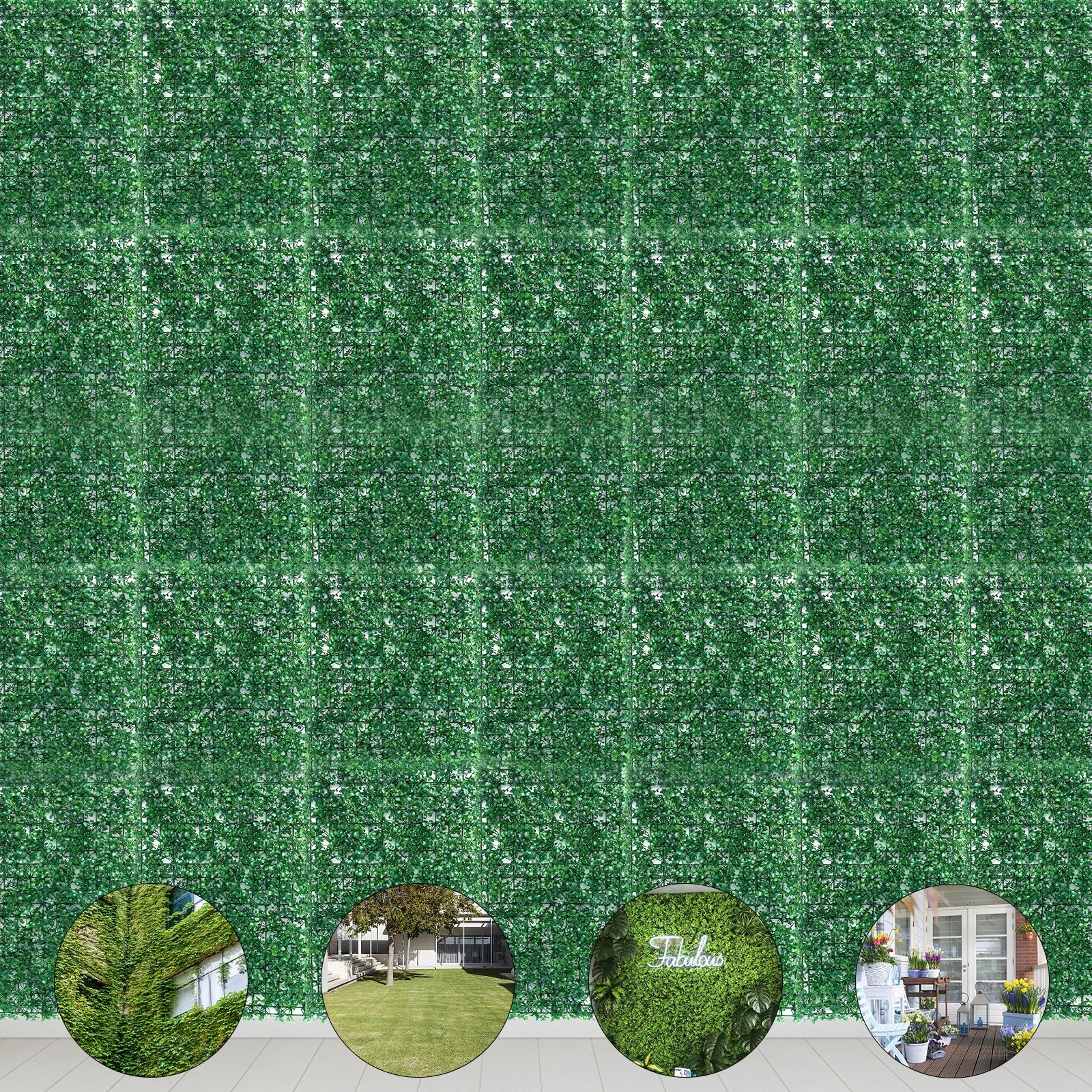 12PCS Luxury Artificial Grass Panels 60X40X4Cm PE Green Privacy Fence Wall for Outdoor Garden Patio Yard Decor Easy Install
