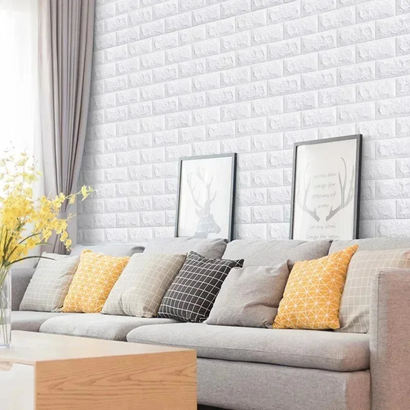 70Cm*1M 3D Self-Adhesive Wallpaper Continuous Waterproof Brick Wall Stickers Living Room Bedroom Wall Stickers Home Decoration